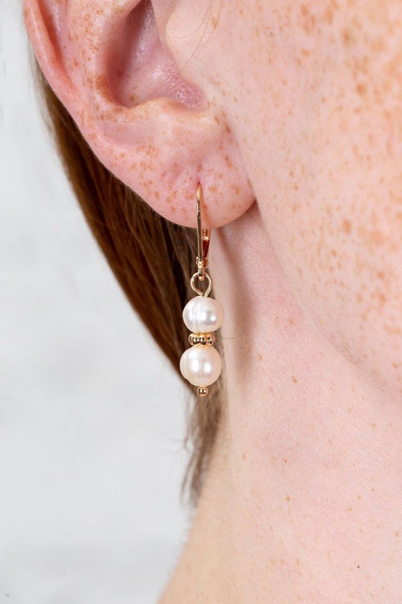 Boucles d'Oreilles Brandy Melville Pearl Drop Doré | QFX-00321504